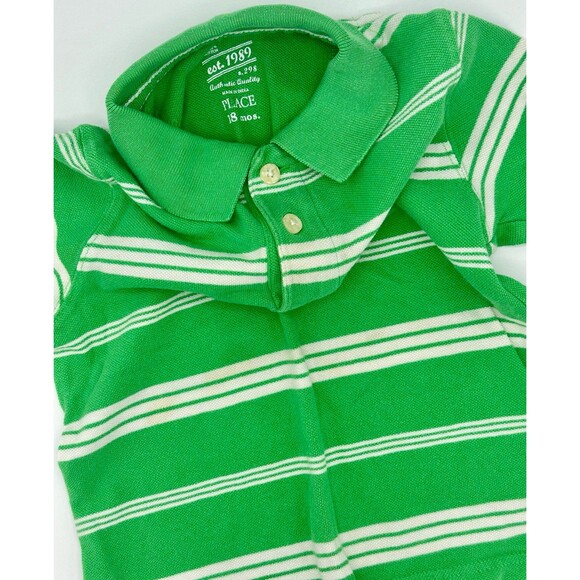 The Children’s Place Polo Green White Stripe (942) - Picture 2 of 2